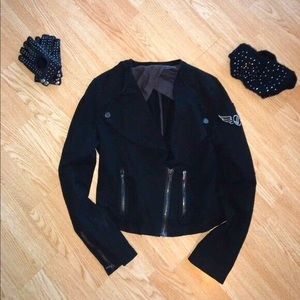 NEW William Rast Black Corduroy Motorcycle Jacket